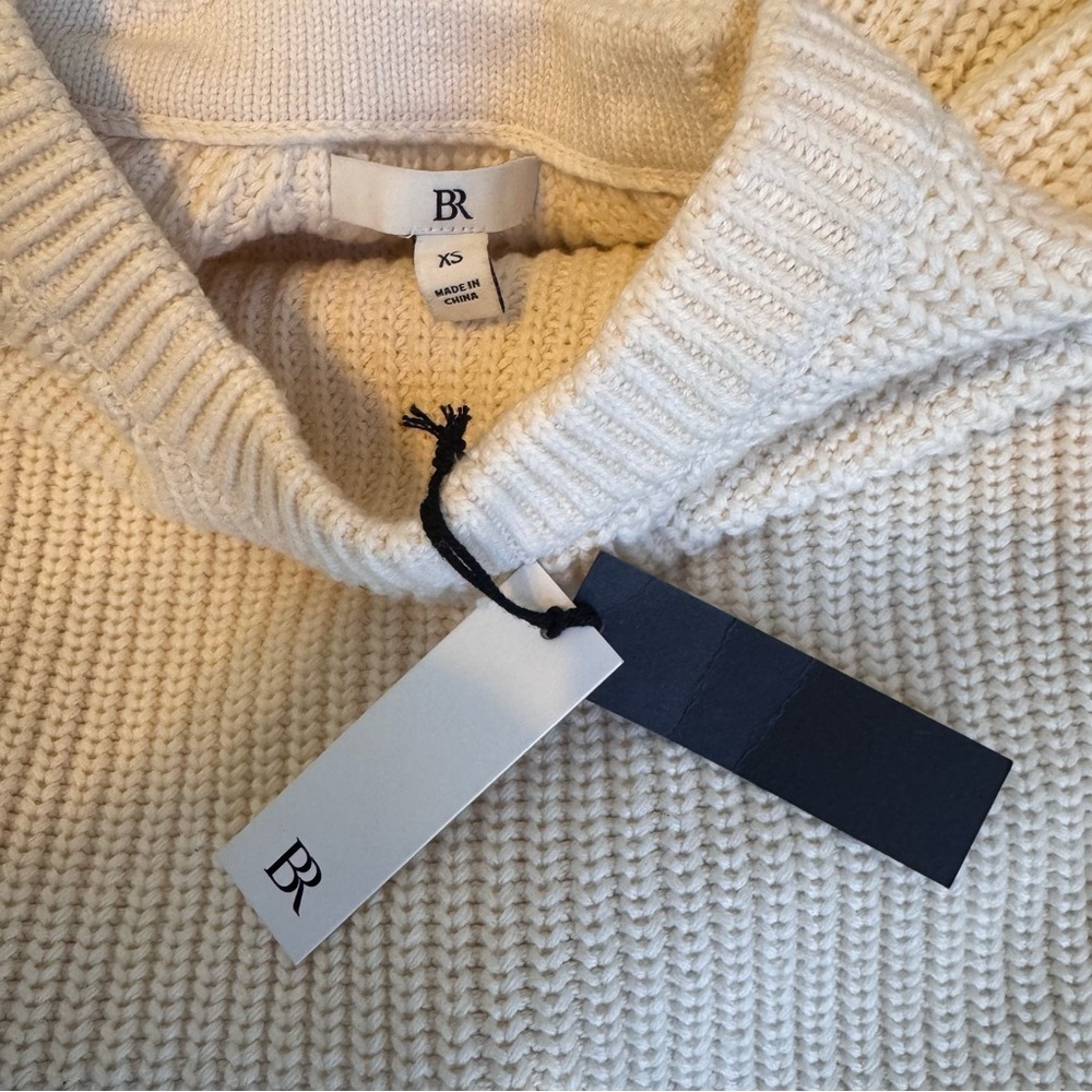 NWT Banana Republic Cream Organic Cotton Chunky Knit Crewneck Sweater Woman’s XS - Picture 10 of 10